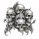 see no evil speak no evil and hear no evil on three skulls stacked on top of each other for a forearm  tattoo design idea