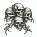 see no evil speak no evil and hear no evil on three skulls stacked on top of each other for a forearm  tattoo design idea