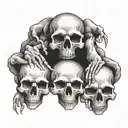 see no evil speak no evil and hear no evil on three skulls stacked on top of each other for a forearm  tattoo design idea