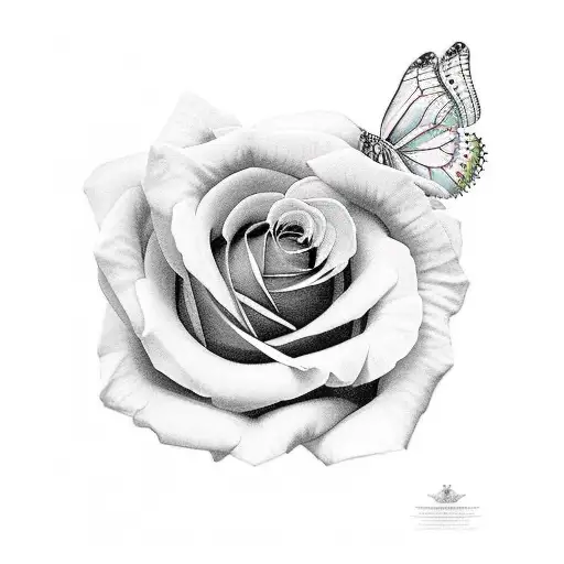 rose 2003 march flowers butterfly tattoo design idea