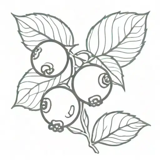 blueberry with branch thin line tattoo design idea