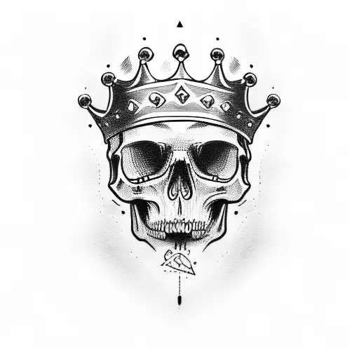 basic man skull with crown tattoo design idea