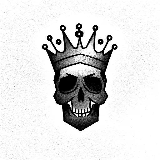 basic and minimal man skull with crown tattoo design idea