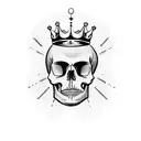 basic and minimal man skull with crown tattoo design idea