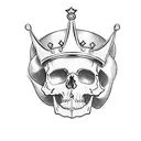 basic and minimal man skull with crown tattoo design idea