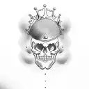basic and minimal man skull with crown tattoo design idea