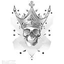 basic and minimal man skull with crown tattoo design idea