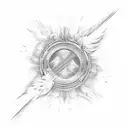 an explosive guitar pick against a background of waves or lines representing music and power tattoo design idea