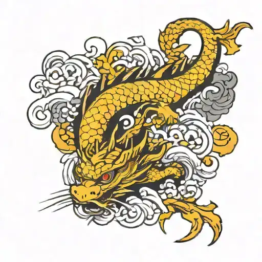 dragon with koi fish as scales  tattoo design idea