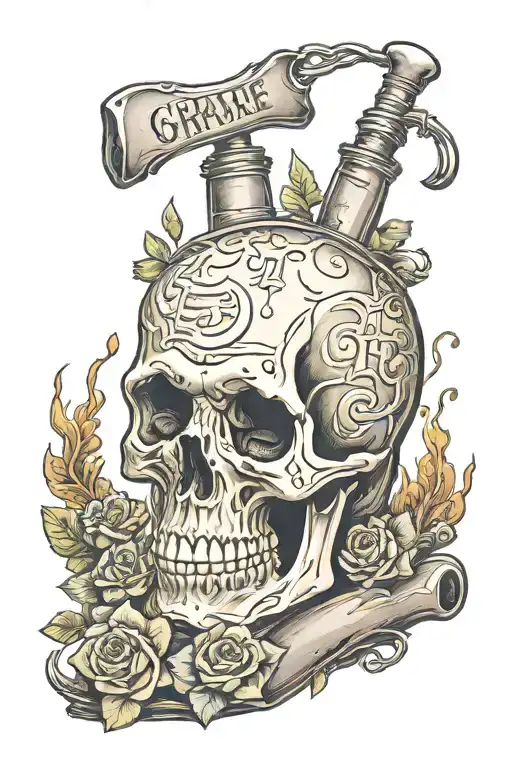 grave bar tattoo design idea
