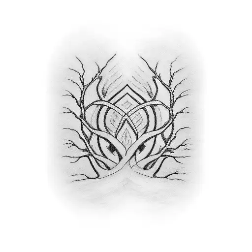 Single line that is an outline of a wave with five wave peaks. The words “roots”, “but”, “wings” is written along the wa tattoo design idea