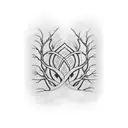 Single line that is an outline of a wave with five wave peaks. The words “roots”, “but”, “wings” is written along the wa tattoo design idea