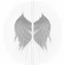 Single line that is an outline of a wave with five wave peaks. The words “roots”, “but”, “wings” is written along the wa tattoo design idea