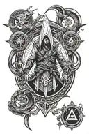 assassins creed logo, aries and gemini astrological sign tattoo design idea