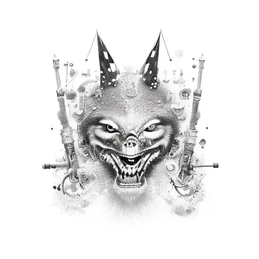 shadows polka thrash tattoo design idea