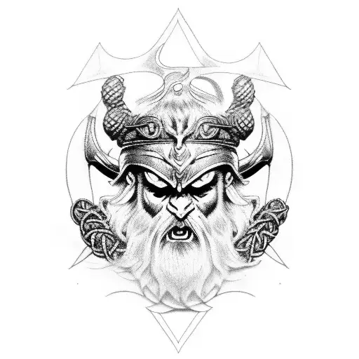 odin with raven tattoo design idea