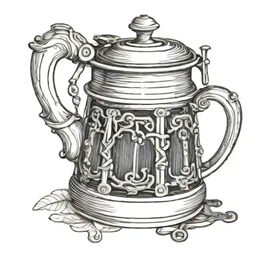 italian coffee pot with zippers tattoo design idea