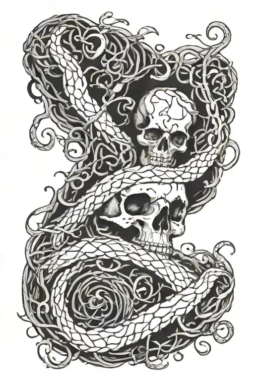 sea ​​tangled between the bones tattoo design idea