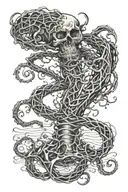 sea ​​tangled between the bones tattoo design idea