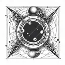 atomic structure around a black hole bending spacetime  tattoo design idea
