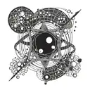 atomic structure around a black hole bending spacetime  tattoo design idea