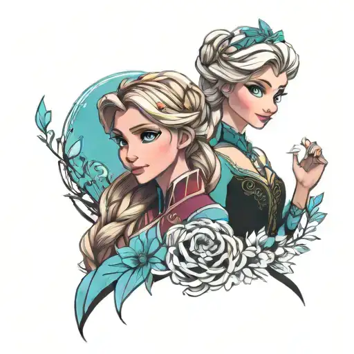 Anna and Elsa tattoo design idea