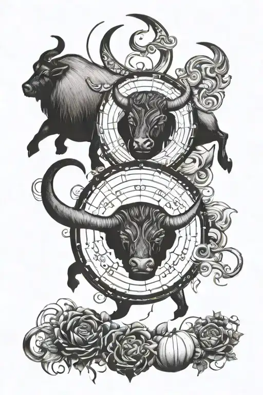 zodiacs Leo pisces taurus bull tattoo design idea