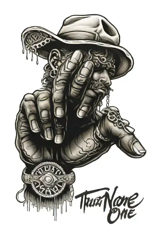 trust no one hand tattoo design idea