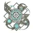 pantheon league of legends head tattoo design idea