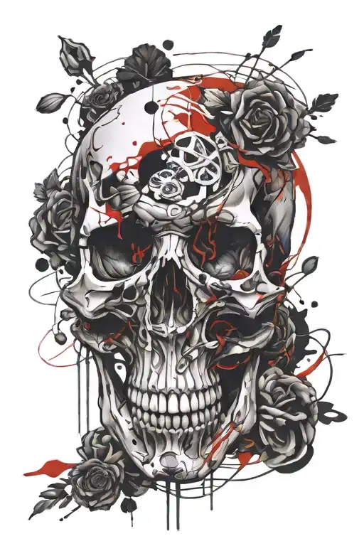 Skull, Hands, Eyes along tattoo design idea