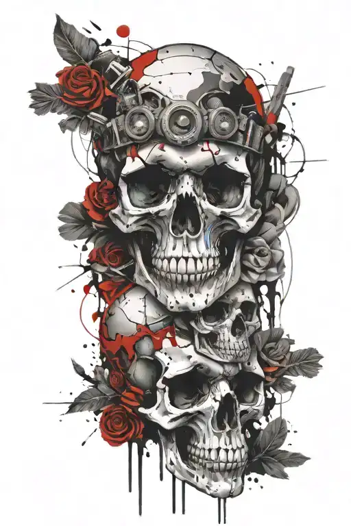 Skull, Hands, Eyes along tattoo design idea