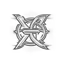 A blackwork design showcasing the Baylor University logo intertwined with a cross, representing the client's devotion to both education and faith. tattoo design idea