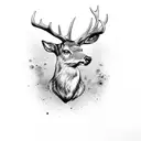 deer with scissors tattoo design idea