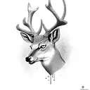 deer with scissors tattoo design idea