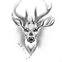 deer with scissors tattoo design idea