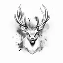 deer with scissors tattoo design idea