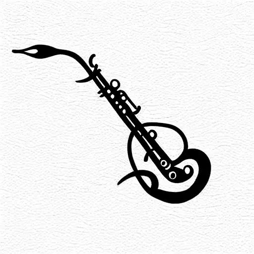 saxophone nature fish tattoo design idea