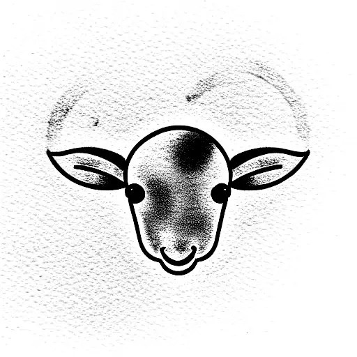 minimalism lamb, little heart, stars tattoo design idea