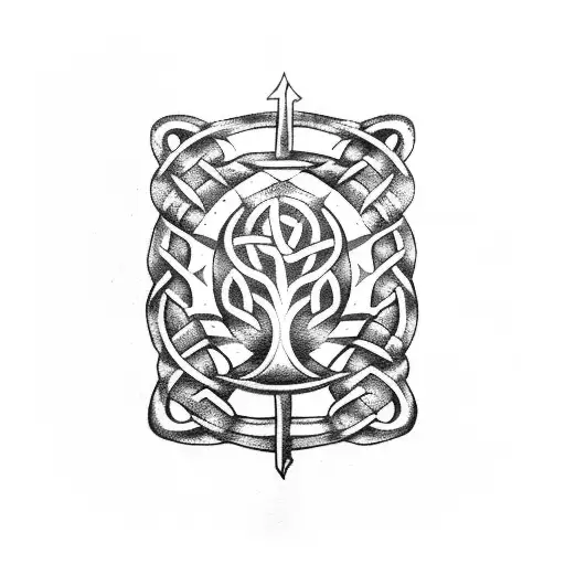 viking tree symbols raven ship axes celtic runes tattoo design idea