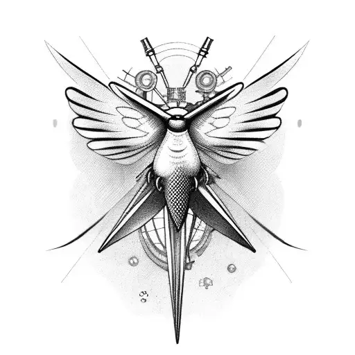 mechanical humming bird made out of steampunk parts tattoo design idea