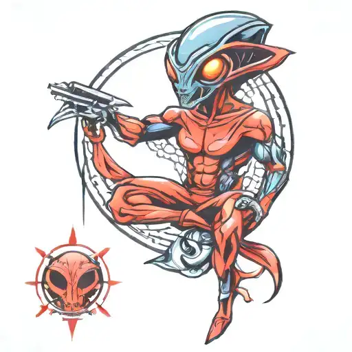 alien and akatsuki spiritual tattoo design idea