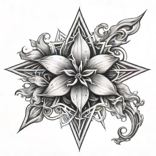 chaos star and orchid tattoo design idea