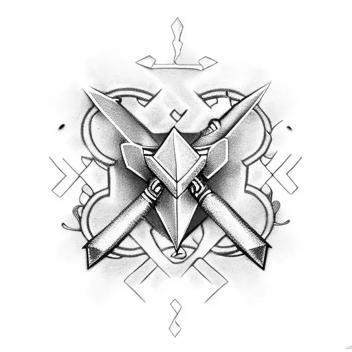 kunai with chain with music track tattoo design idea