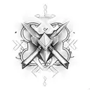 kunai with chain with music track tattoo design idea