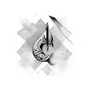 kunai with chain with music track tattoo design idea