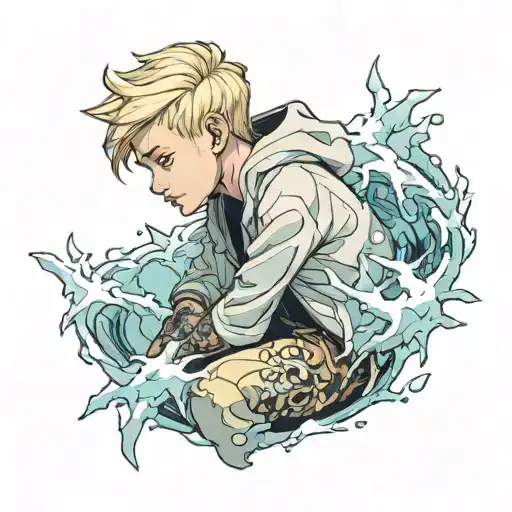 blonde boy covered in ice tattoo design idea