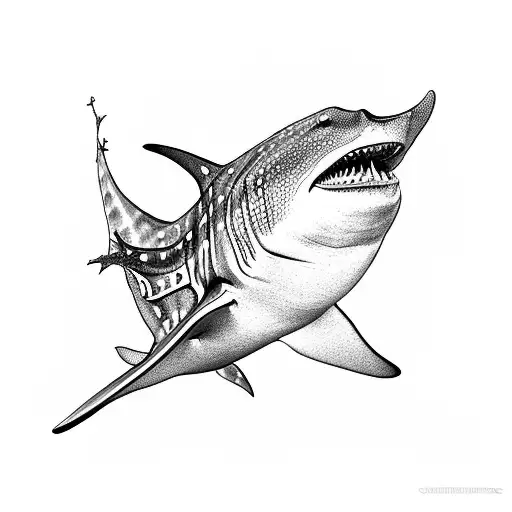 diving scuba corals shark whaleshark manta ray tattoo design idea