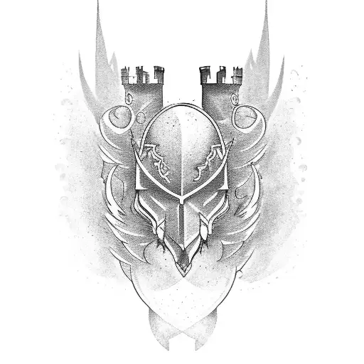 castle tower 2d  tattoo design idea