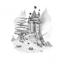 castle tower 2d  tattoo design idea