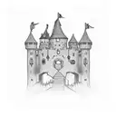 castle tower 2d  tattoo design idea